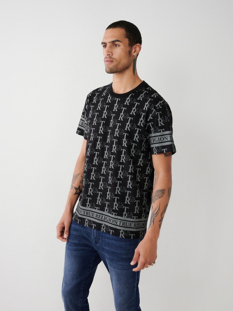 T Shirts True Religion Allover Print Homme Bleu | EJJ-71821921