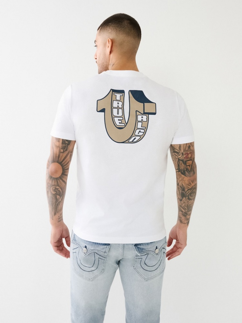 T Shirts True Religion 3d Hs Buddha Logo Homme Blanche Noir | OPD-30169308