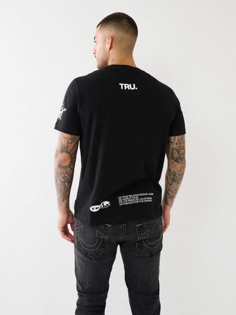 T Shirts True Religion Tr High Density Logo Homme Bleu Orange | FRH-63696321