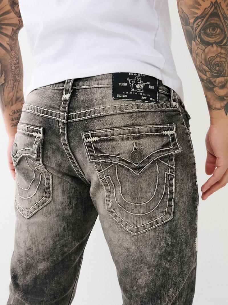 Big T & Super T Stitch True Religion Ricky Faded Super T Droit Jean Homme Noir Jaune | LUT-65411893