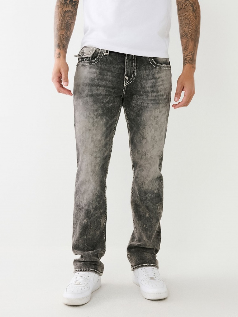 Big T & Super T Stitch True Religion Ricky Faded Super T Droit Jean Homme Noir Jaune | LUT-65411893