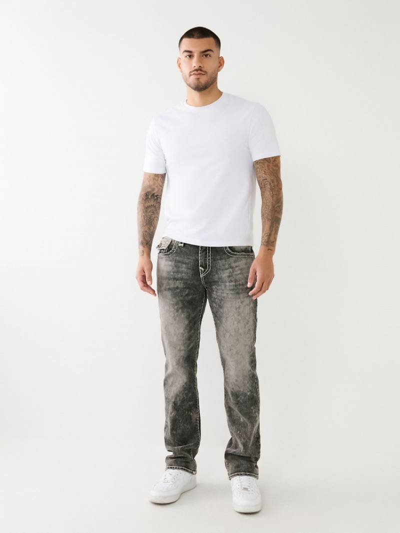 Big T & Super T Stitch True Religion Ricky Faded Super T Droit Jean Homme Noir Jaune | LUT-65411893