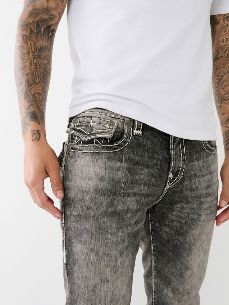 Big T & Super T Stitch True Religion Ricky Faded Super T Droit Jean Homme Noir Jaune | LUT-65411893