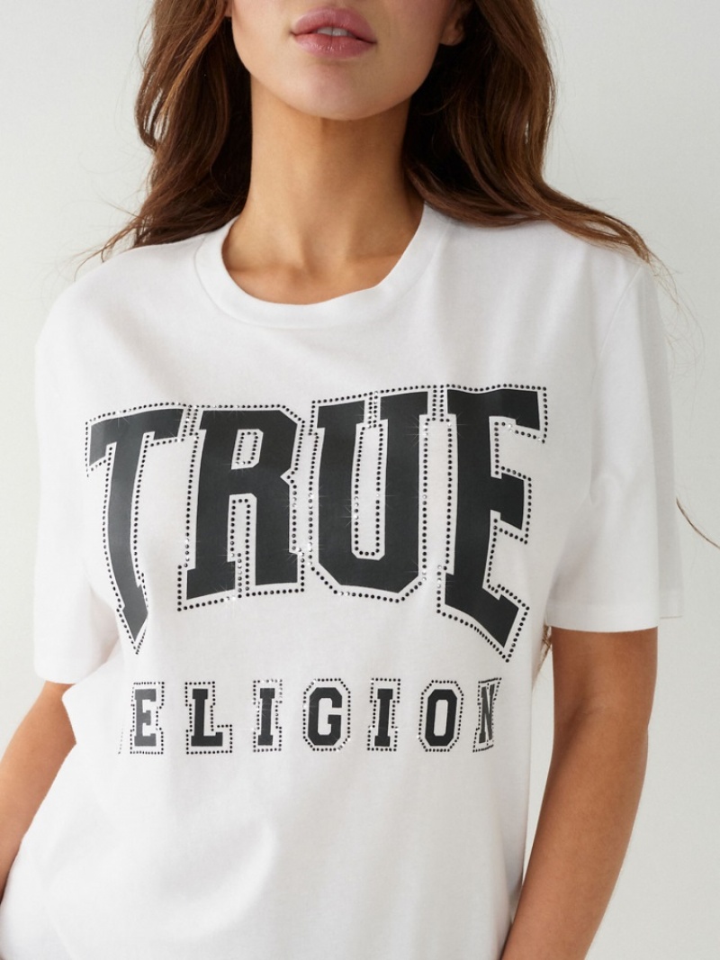 T Shirts True Religion Crystal True Relaxed Femme Bleu | OIZ-90897789