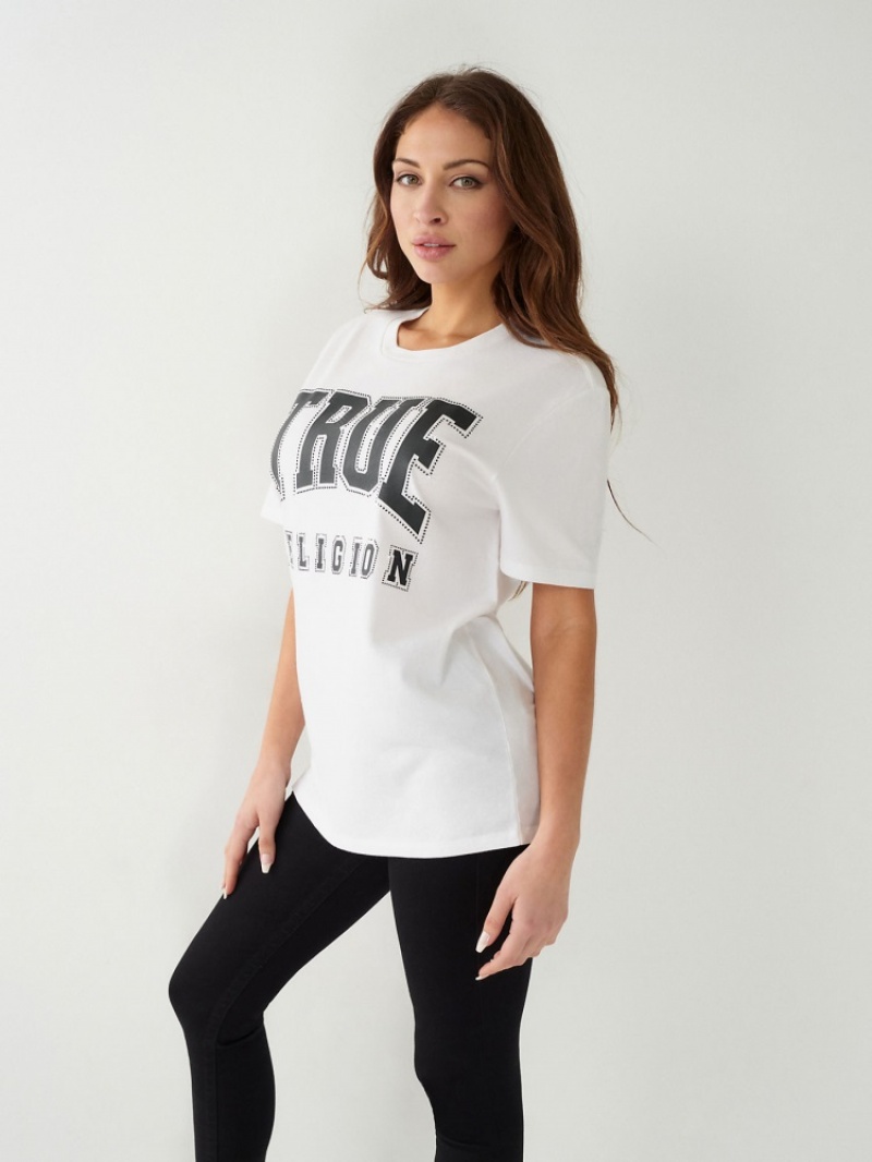 T Shirts True Religion Crystal True Relaxed Femme Bleu | OIZ-90897789