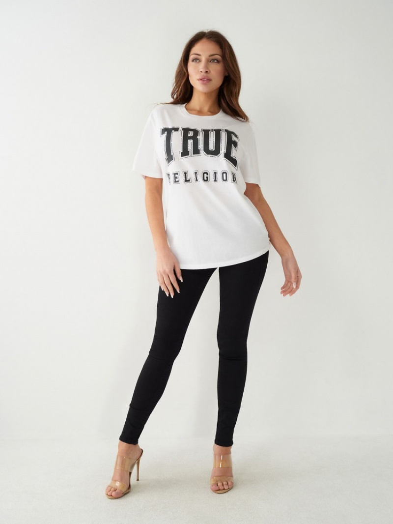 T Shirts True Religion Crystal True Relaxed Femme Bleu | OIZ-90897789