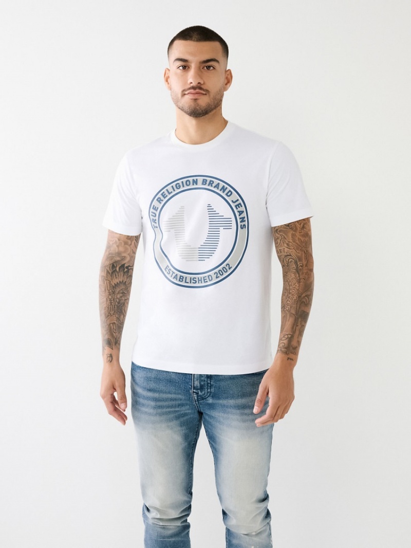 T Shirts True Religion Strike Horseshoe Logo Homme Bleu Marine | OBG-16799981