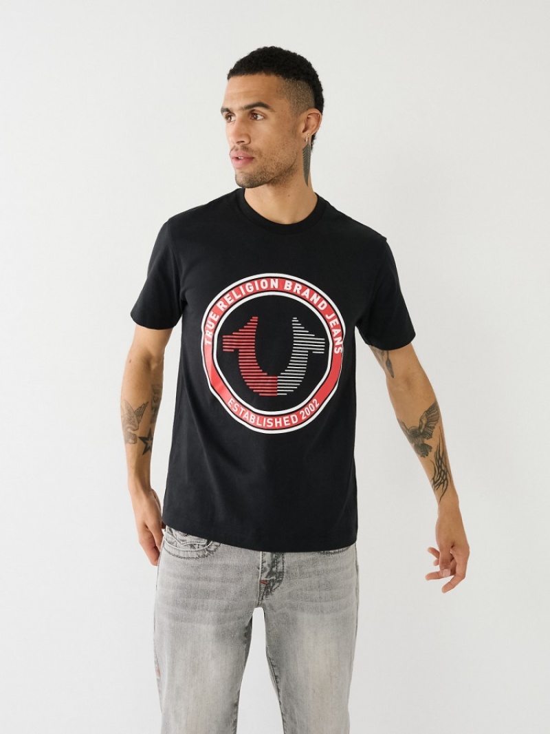 T Shirts True Religion Strike Horseshoe Logo Homme Bleu | GMZ-66405946