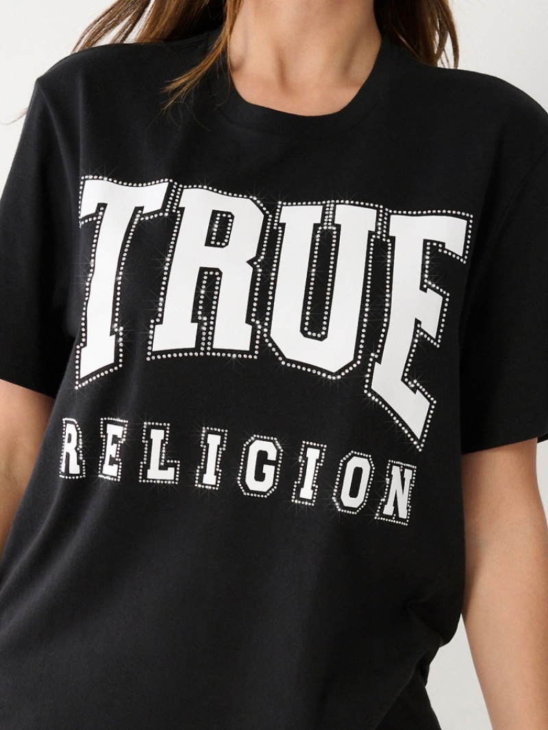 T Shirts True Religion Crystal True Relaxed Femme Bleu Marine | VKI-85085529