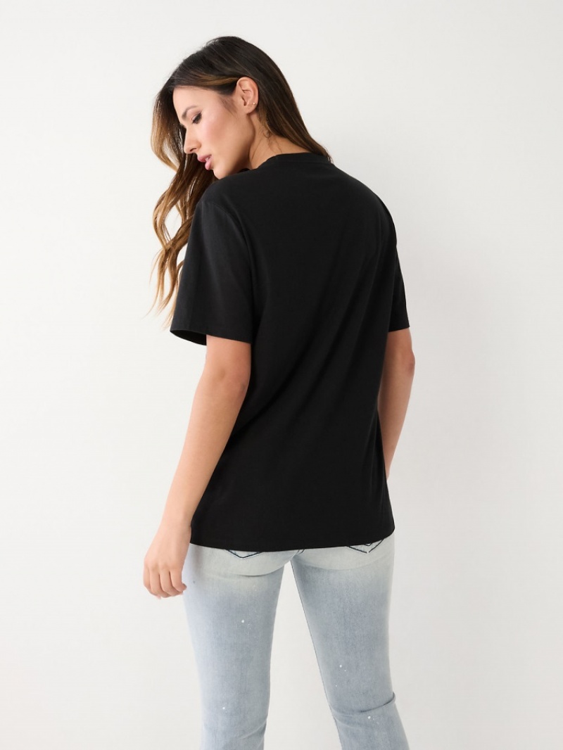 T Shirts True Religion Crystal True Relaxed Femme Bleu Marine | VKI-85085529