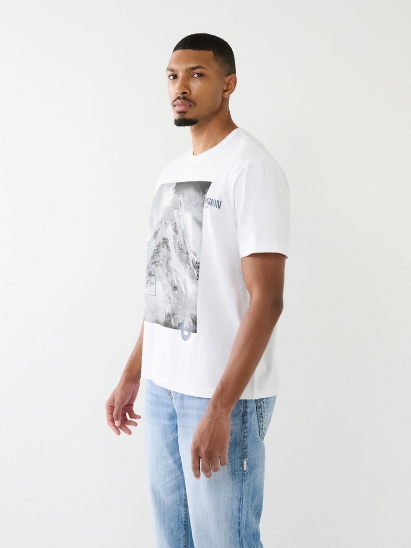 T Shirts True Religion Mountain Graphique Relaxed Homme Bleu | OHG-51555217