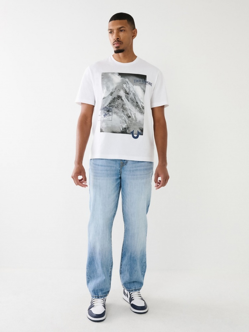 T Shirts True Religion Mountain Graphique Relaxed Homme Bleu | OHG-51555217