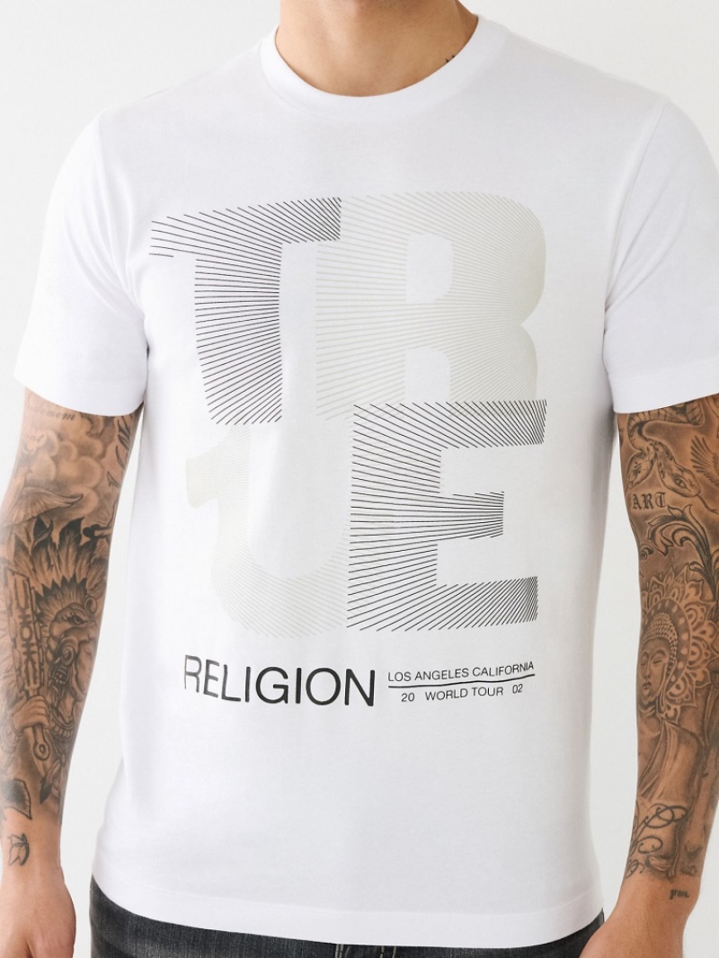 T Shirts True Religion Doublée True Religion Logo Homme Blanche Bleu Marine | ADN-94710814