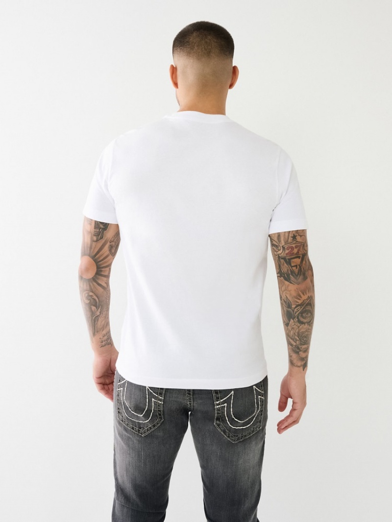 T Shirts True Religion Doublée True Religion Logo Homme Blanche Bleu Marine | ADN-94710814