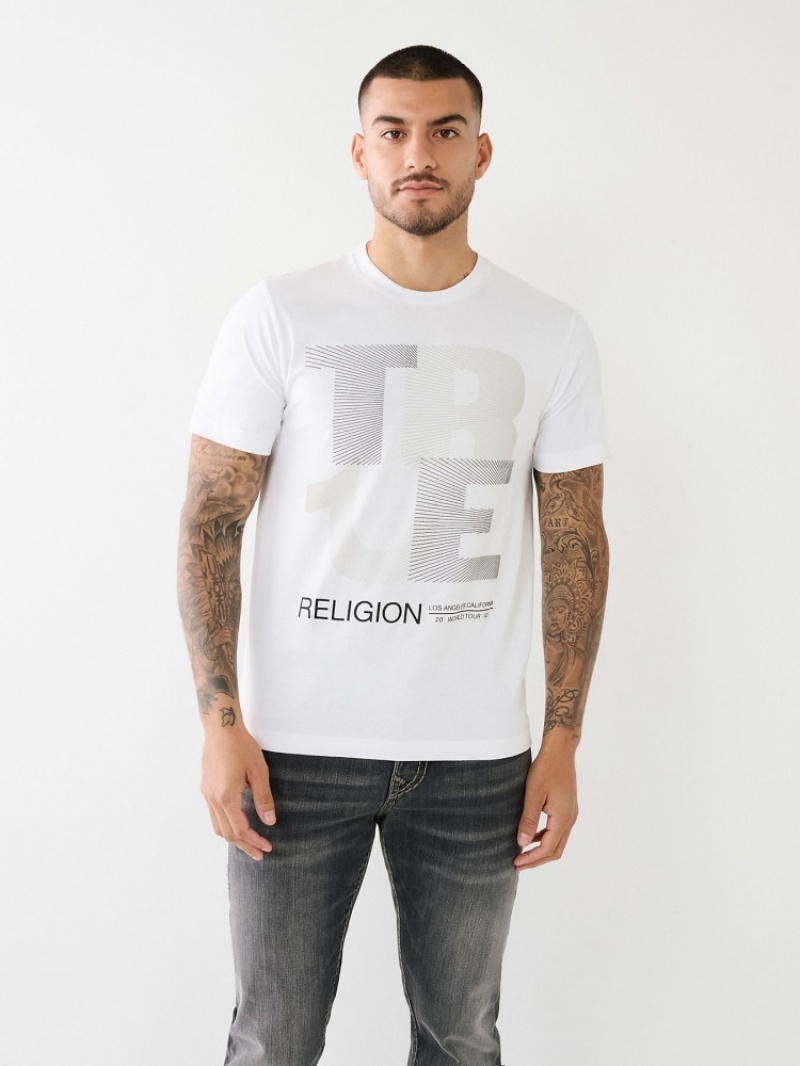 T Shirts True Religion Doublée True Religion Logo Homme Blanche Bleu Marine | ADN-94710814