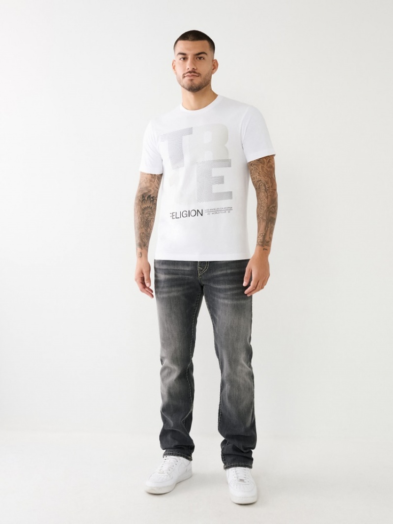 T Shirts True Religion Doublée True Religion Logo Homme Blanche Bleu Marine | ADN-94710814