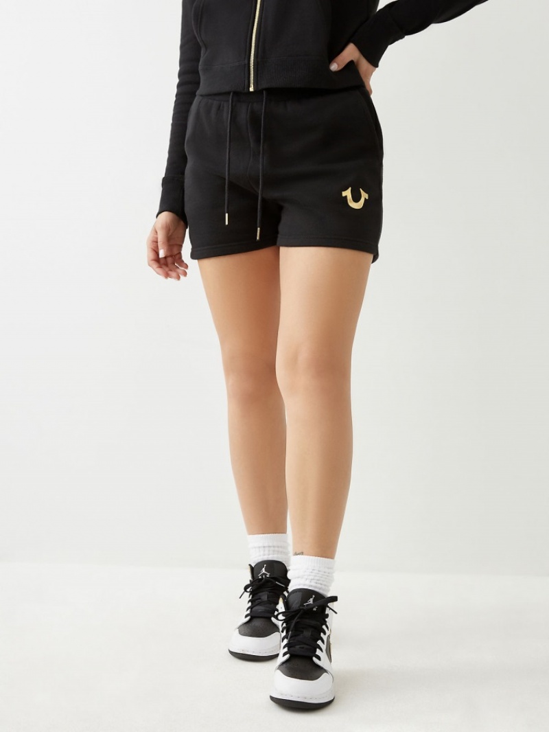 Short True Religion Logo Sweat Femme Noir | CAG-73271779