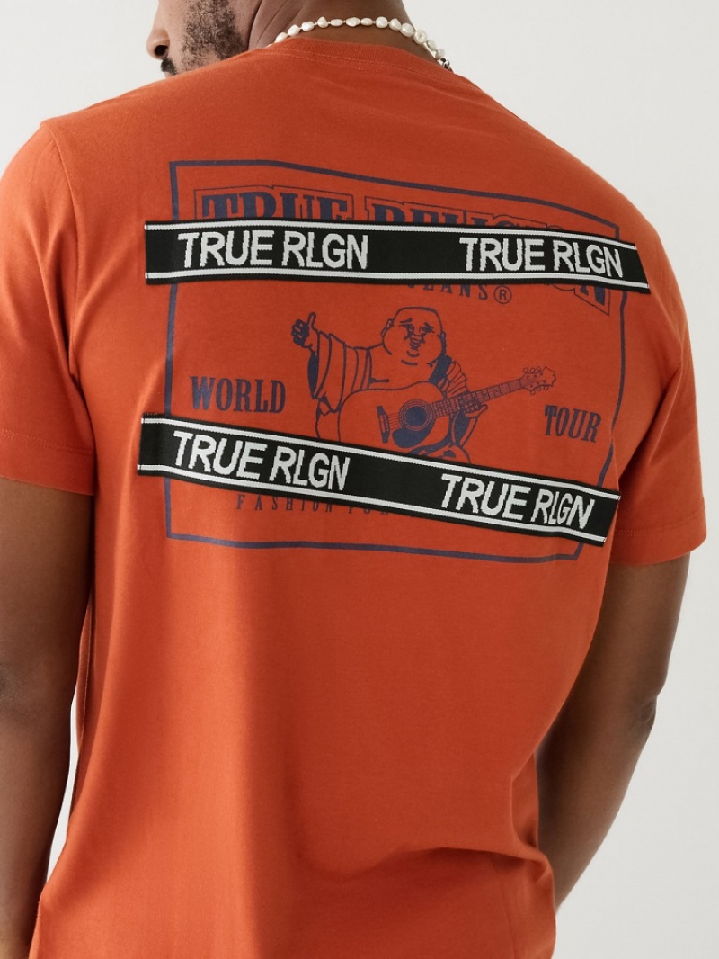 T Shirts True Religion Buddha Logo True Rlgn Tape Homme Beige | XYE-72367674