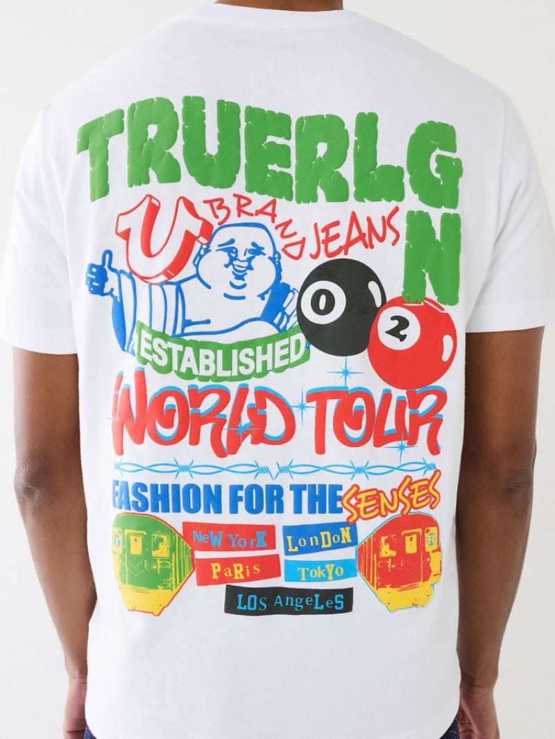 T Shirts True Religion Billiard Buddha Logo Homme Orange Rose | BJL-12327951