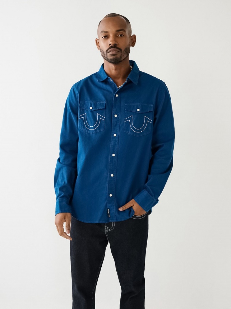 Chemises True Religion Utility Shirt Homme Kaki | ALD-18460027