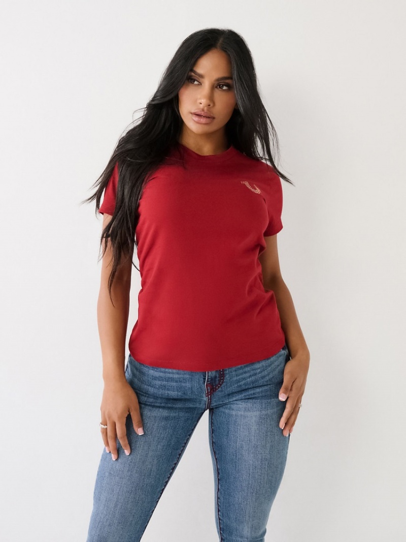 T Shirts True Religion Crystal Logo Femme Bleu Marine | KCU-69328117