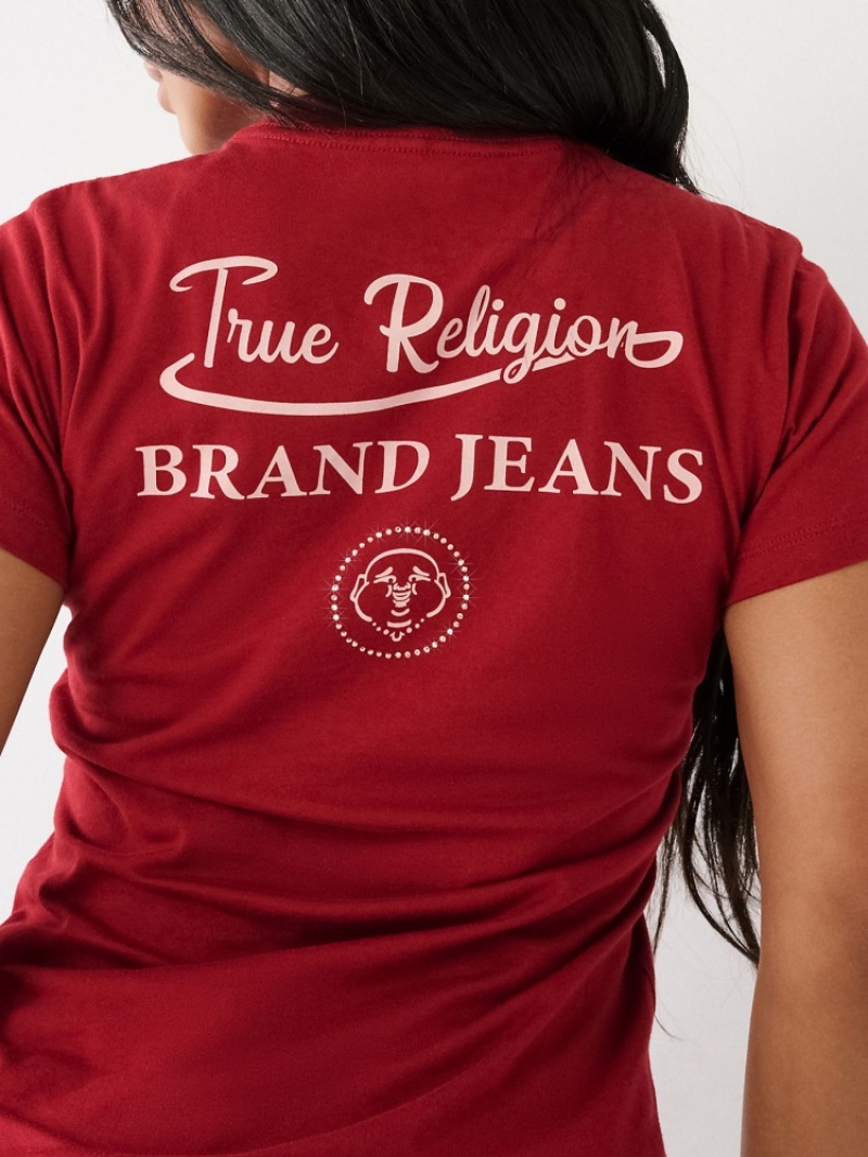 T Shirts True Religion Crystal Logo Femme Bleu Marine | KCU-69328117