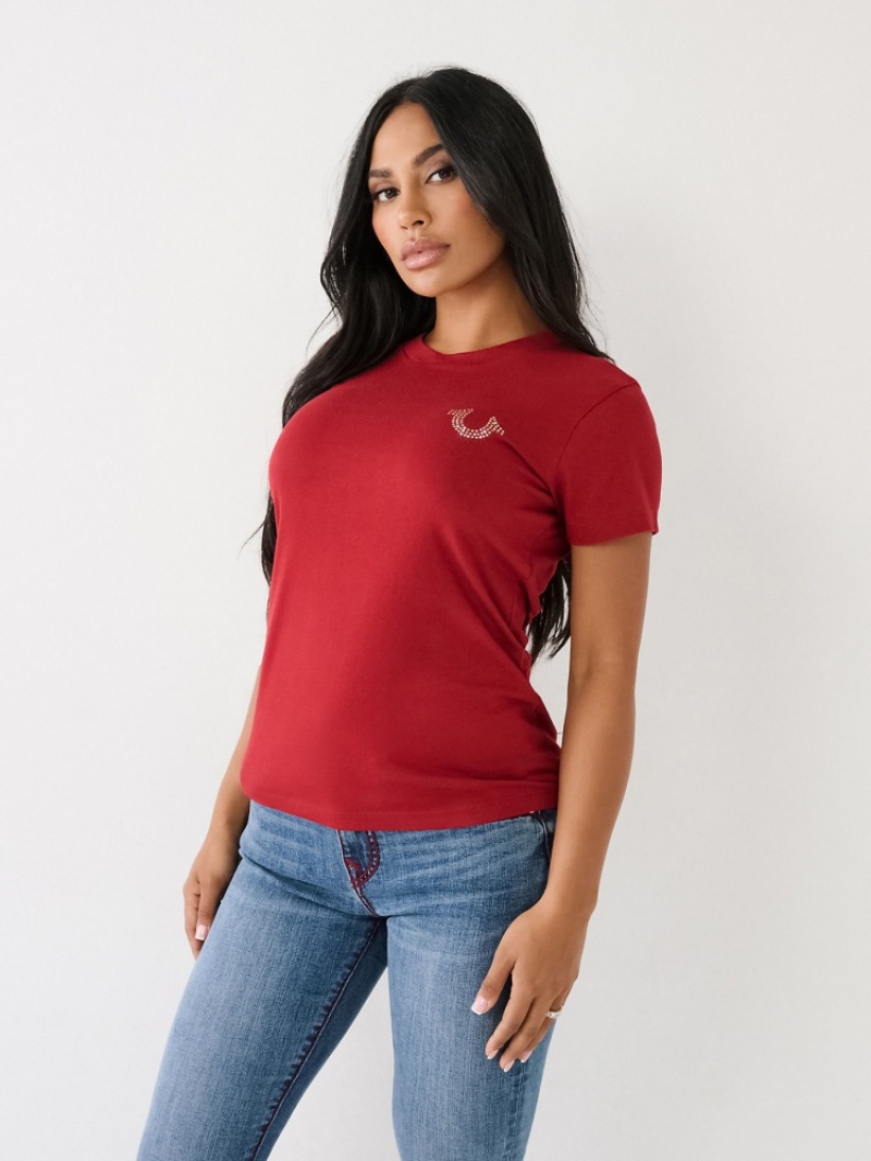 T Shirts True Religion Crystal Logo Femme Bleu Marine | KCU-69328117