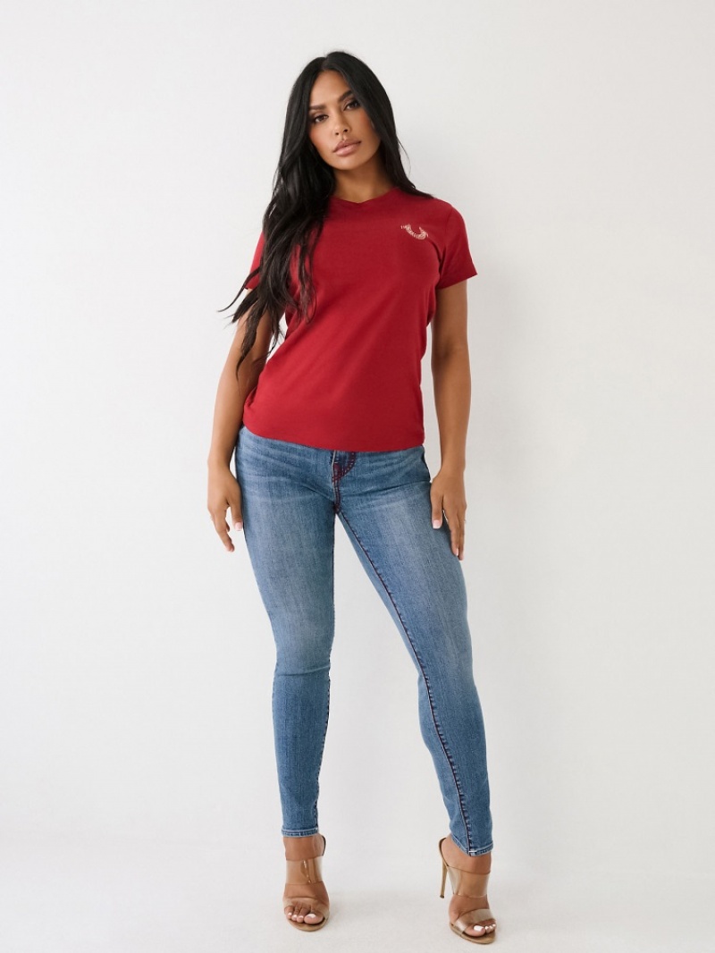 T Shirts True Religion Crystal Logo Femme Bleu Marine | KCU-69328117