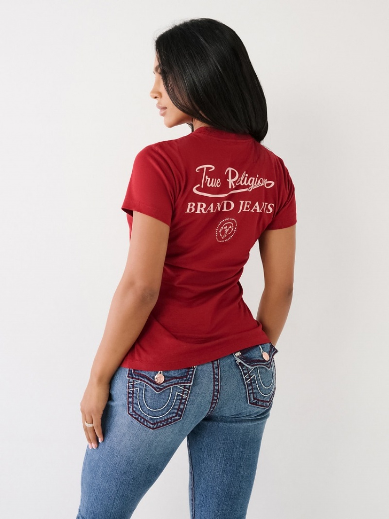 T Shirts True Religion Crystal Logo Femme Bleu Marine | KCU-69328117