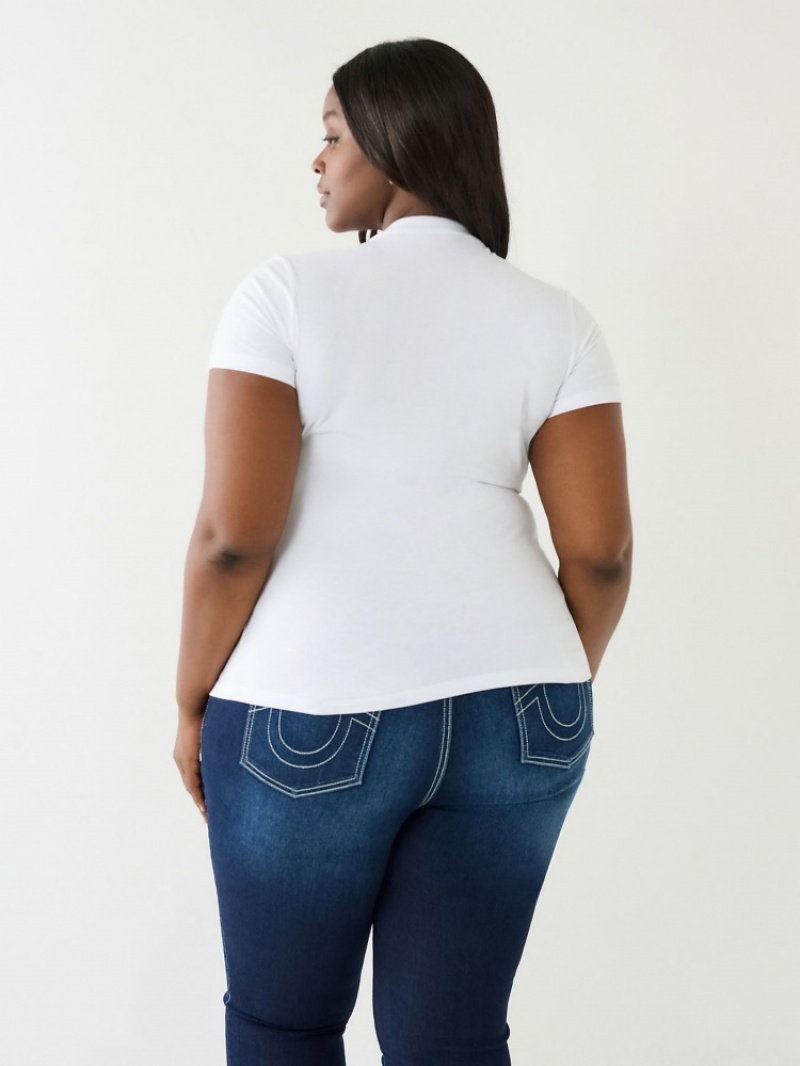 T Shirts True Religion Crystal Logo Femme Bleu | PDH-31299230