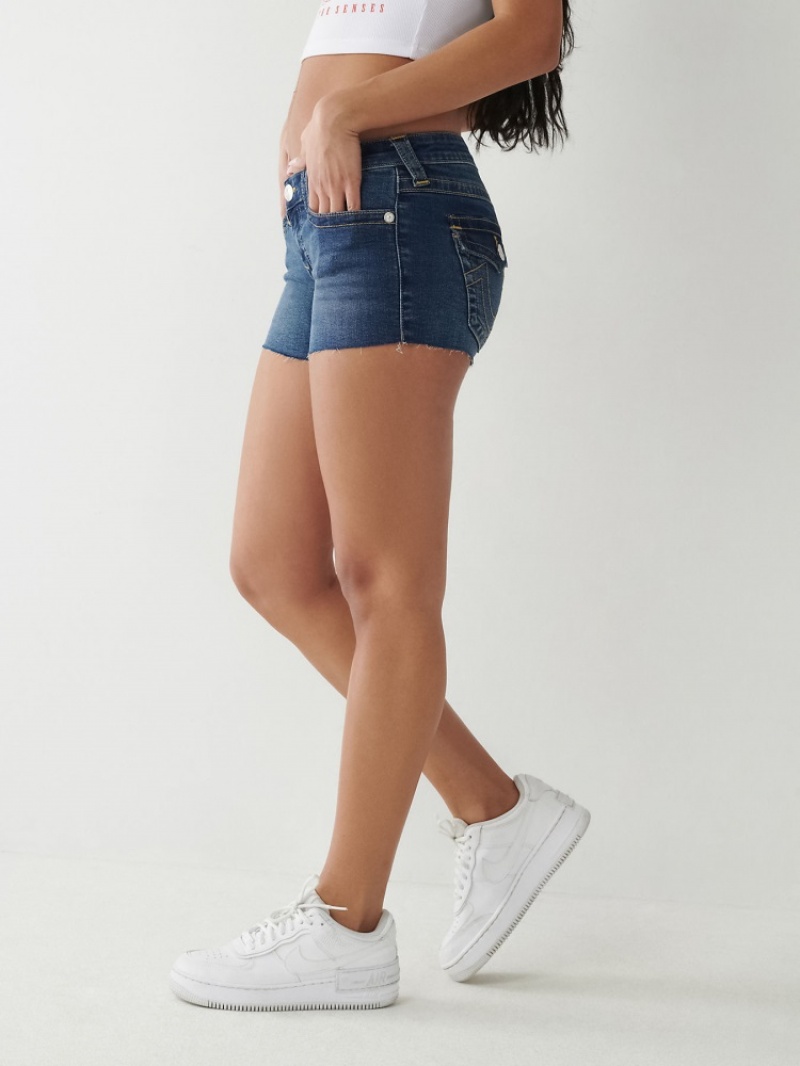 Short True Religion Joey Low Rise Femme Bleu | UCO-76936819