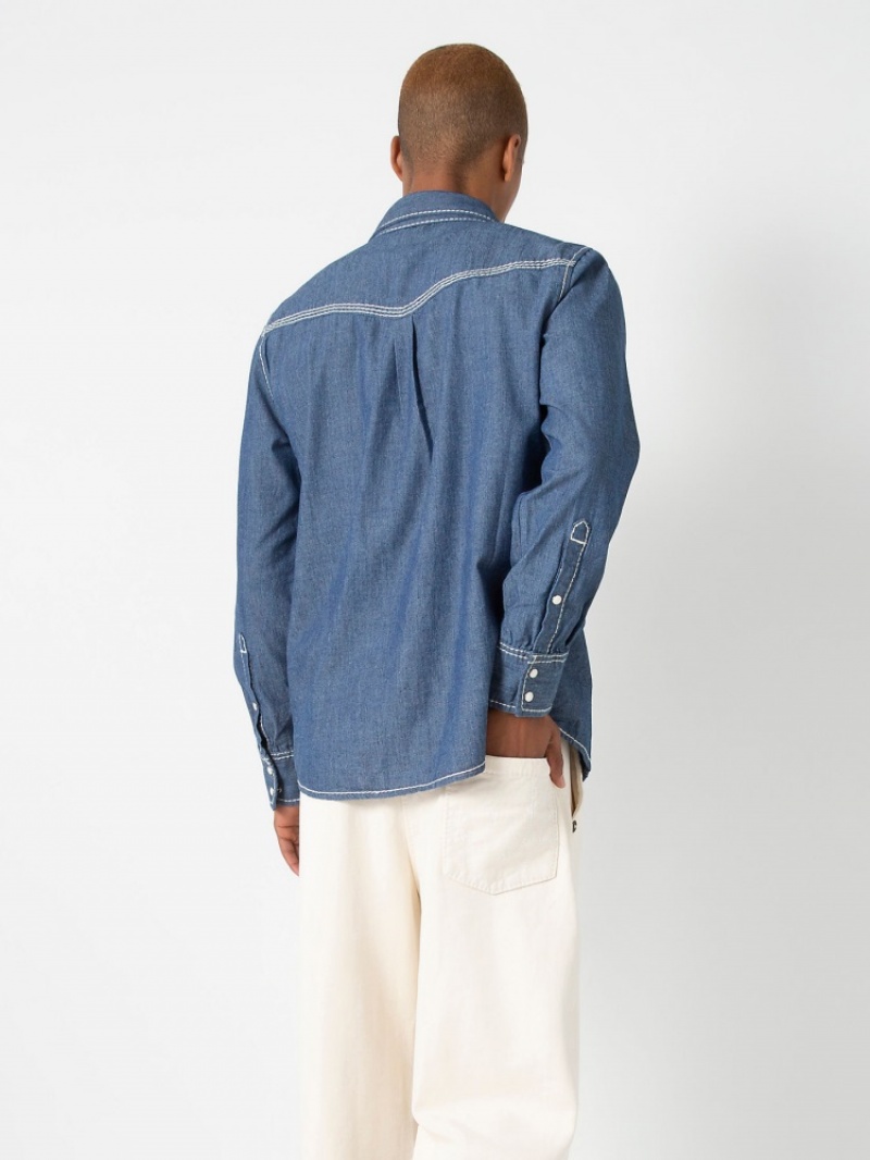 Chemises True Religion Sebastien Ami X True Religion Chambray Western Top Homme Bleu | LEX-99939044