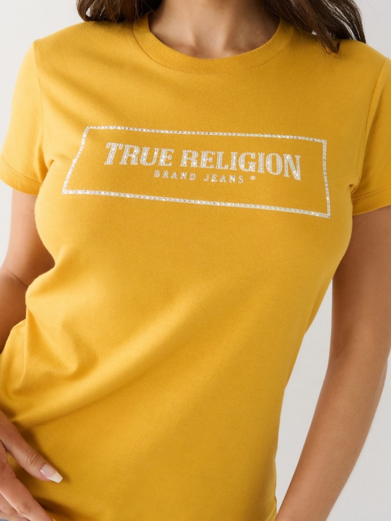 T Shirts True Religion Crystal Logo Femme Beige | PMT-81372436