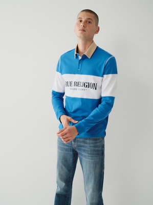 Chemises True Religion Rugby Polo Shirt Homme Bleu | DME-15206365