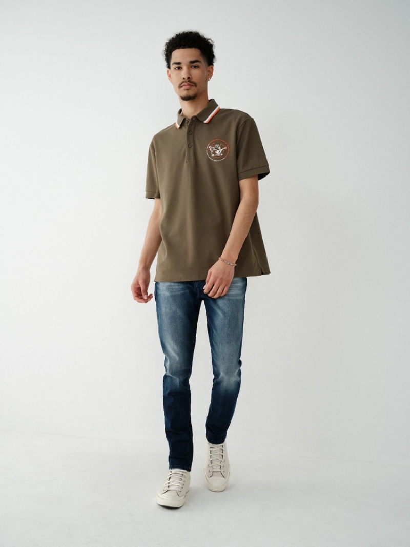 Chemises True Religion Relaxed Polo Shirt Homme Vert Olive | OSW-10938982