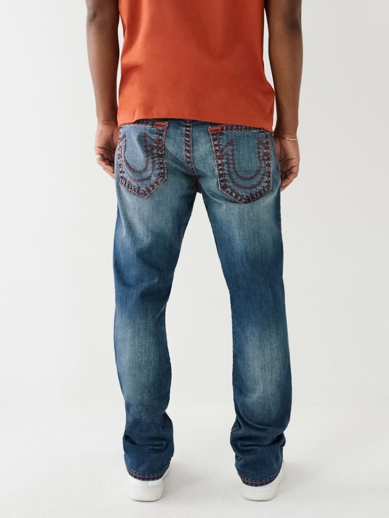 Flap Pocket Jeans True Religion Ricky Super T Stitch Droit Jean Homme Bleu | QPH-03680703