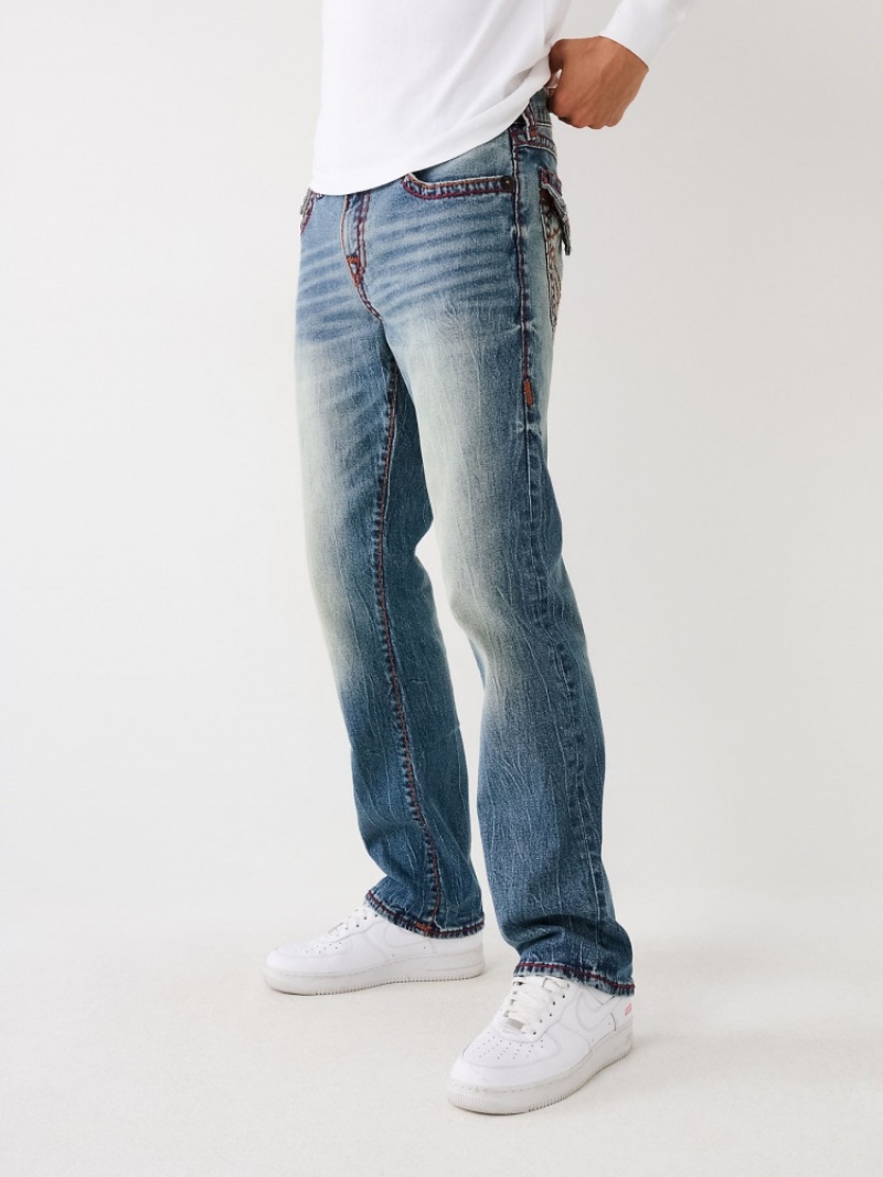 Flap Pocket Jeans True Religion Ricky Super T Stitch Droit Jean Homme Bleu Marine | NXZ-82598093