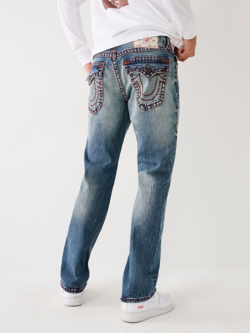 Flap Pocket Jeans True Religion Ricky Super T Stitch Droit Jean Homme Bleu Marine | NXZ-82598093