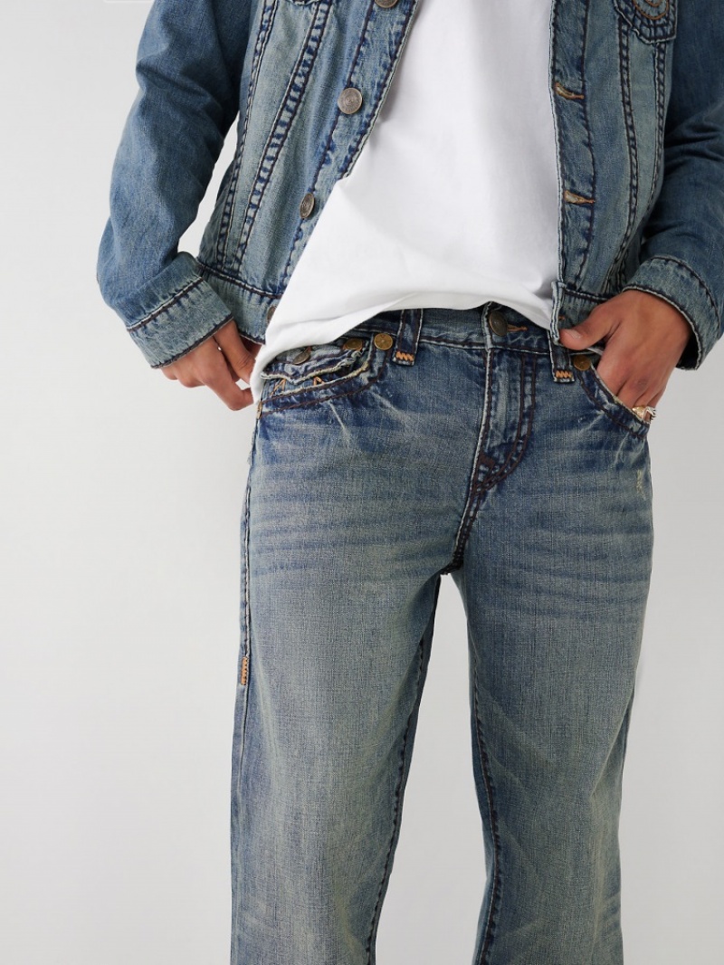 Flap Pocket Jeans True Religion Ricky Super T Stitch Droit Jean Homme Bleu | RIB-21525243