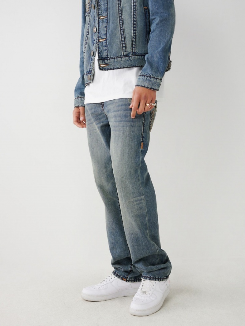 Flap Pocket Jeans True Religion Ricky Super T Stitch Droit Jean Homme Bleu | RIB-21525243