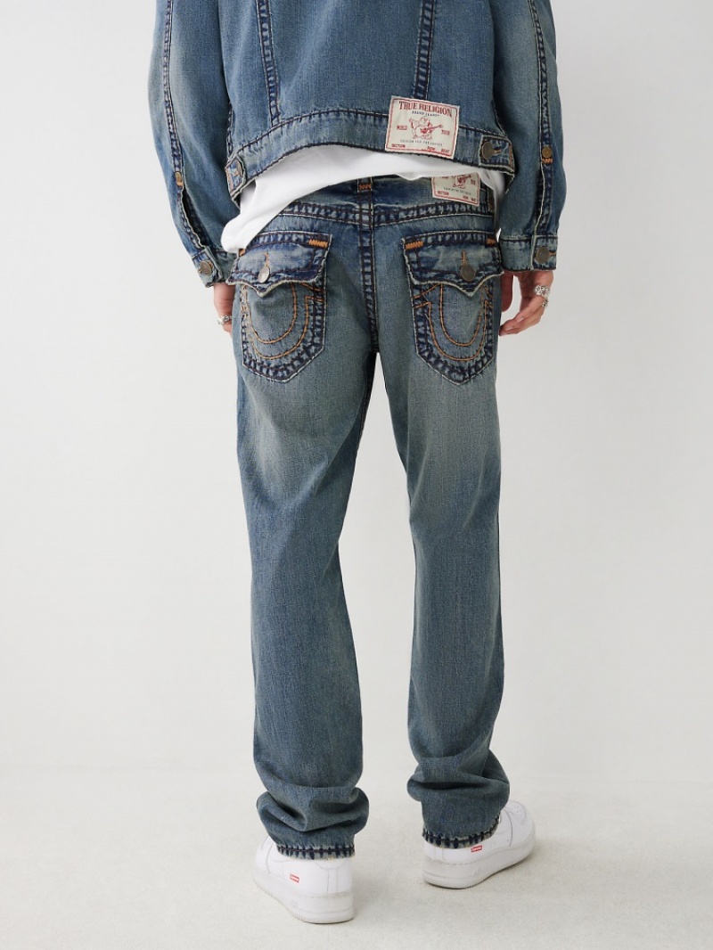 Flap Pocket Jeans True Religion Ricky Super T Stitch Droit Jean Homme Bleu | RIB-21525243