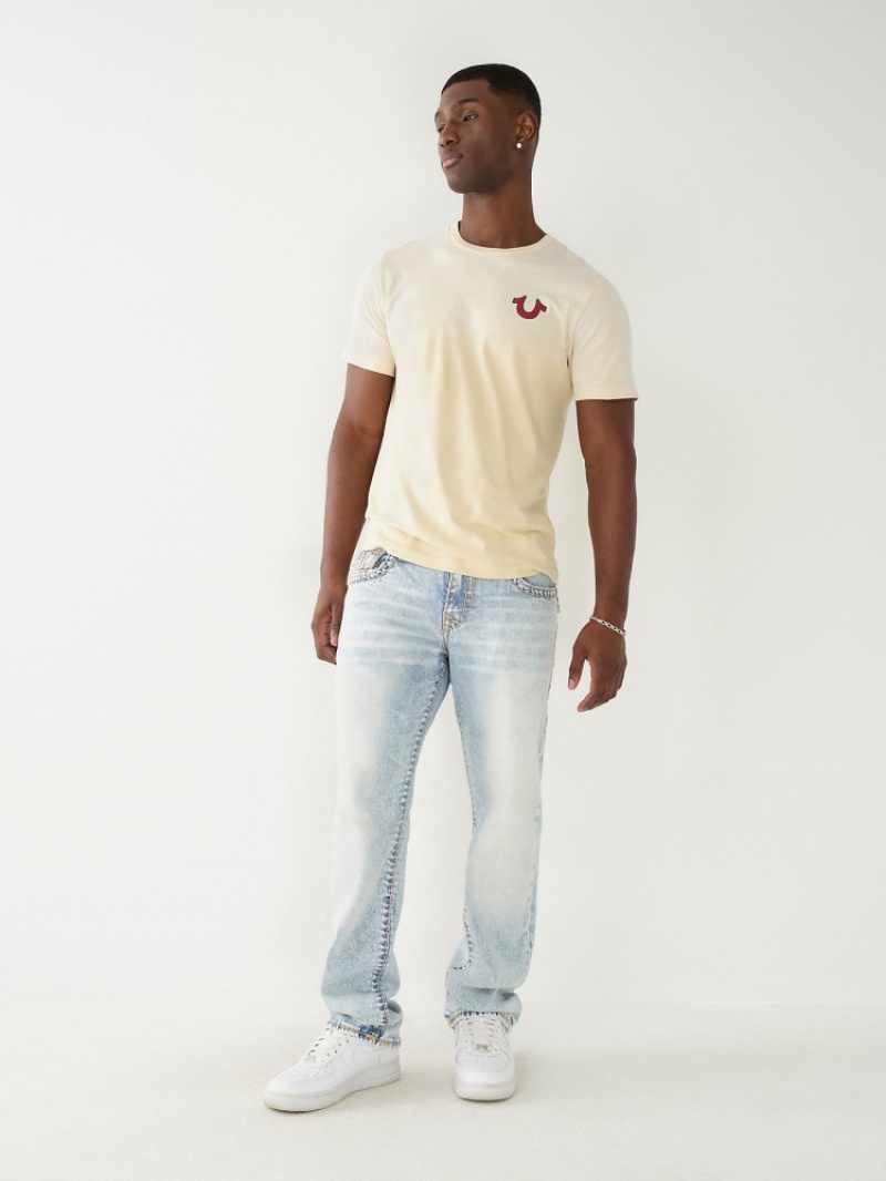 Flap Pocket Jeans True Religion Ricky Super T Stitch Droit Jean Homme Beige | ITV-81713919