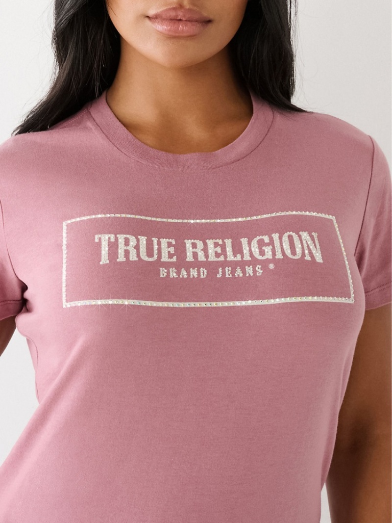 T Shirts True Religion Crystal Logo Femme Jaune | LQY-59622221