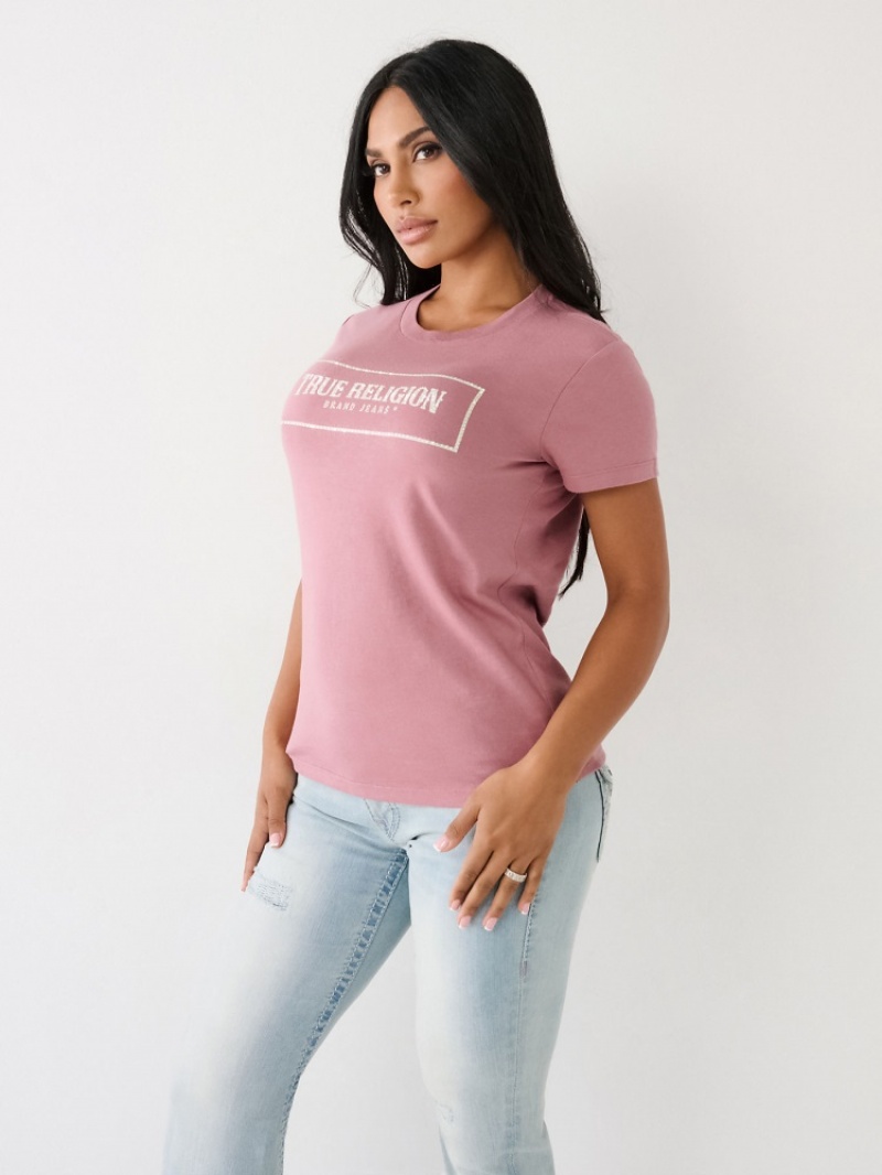 T Shirts True Religion Crystal Logo Femme Jaune | LQY-59622221