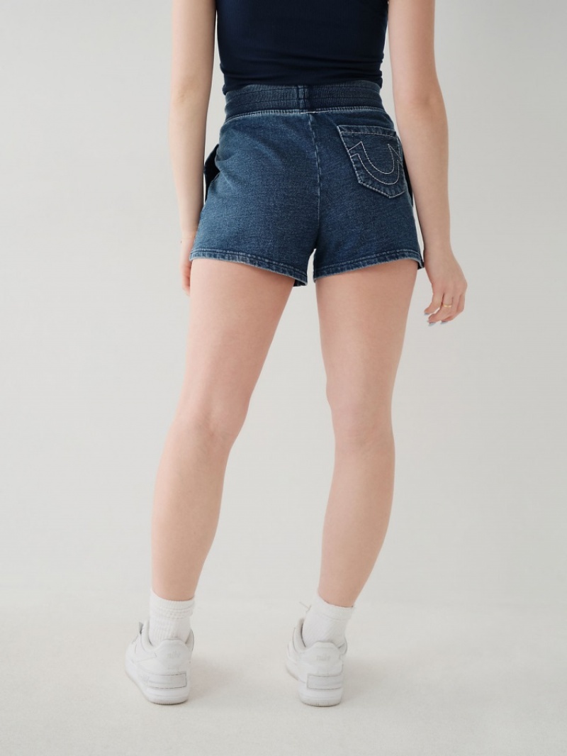 Short True Religion Indigo Big T Femme Bleu | QPW-77295506