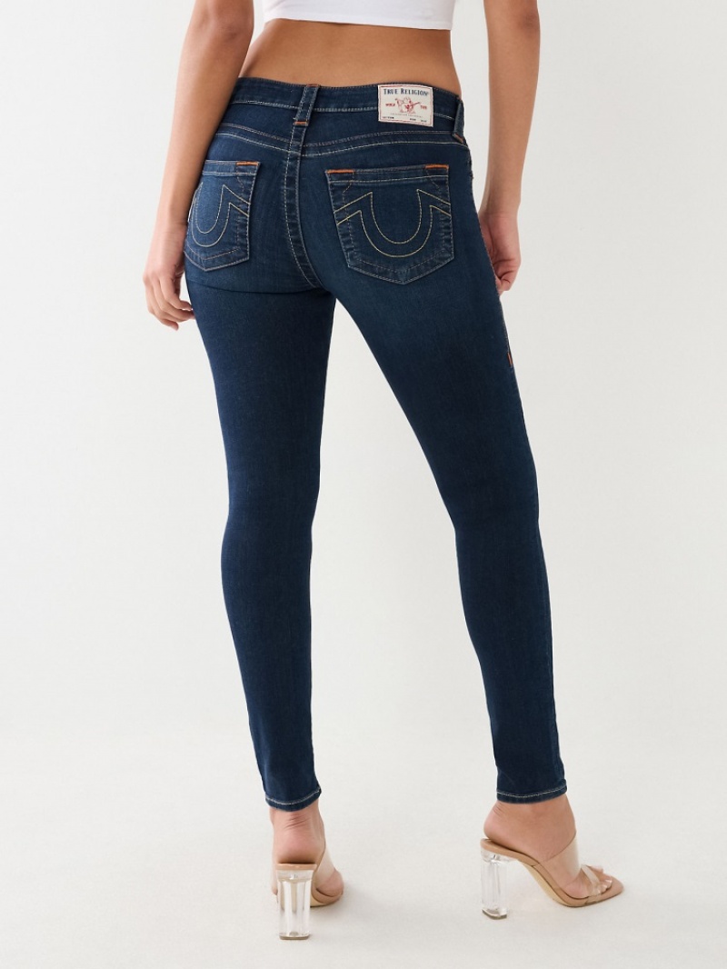 Originals True Religion Jennie Mid Rise Curvy Mince Jean Femme Bleu Orange | KFM-81472299