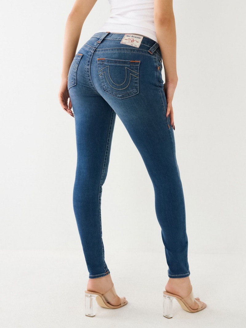 Originals True Religion Jennie Mid Rise Curvy Mince Jean Femme Noir Jaune | IRV-55987171