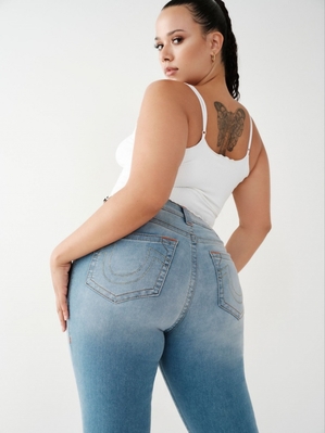 Originals True Religion Jennie Mid Rise Curvy Mince Jean Femme Kaki | MPD-79437215