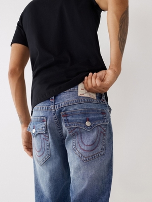 Flap Pocket Jeans True Religion Ricky Droit Jean Homme Noir | UIY-51906005