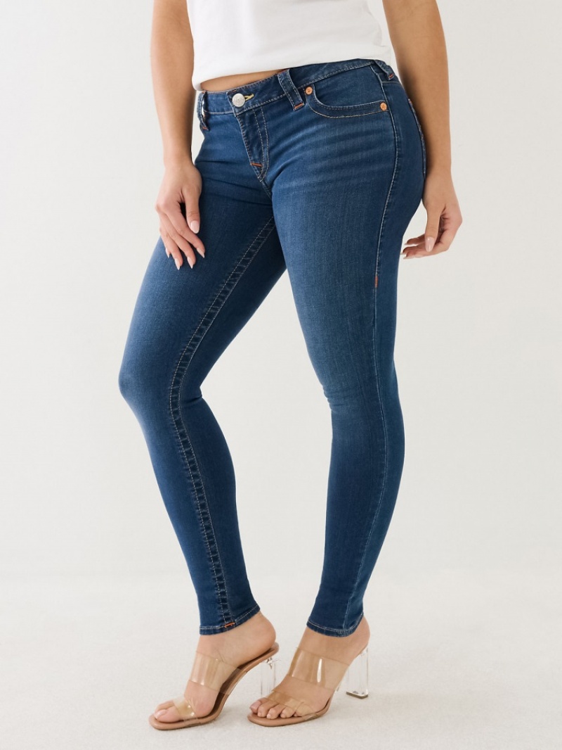 Originals True Religion Halle Mid Rise Super Mince Jean Femme Blanche Bleu | STA-60245624